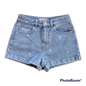 PacSun Embroidered Daisies Jean Shorts
